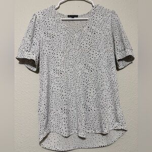 Adrianna Papell Black and White Speckled Blouse